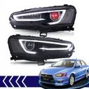 Тюнинг фары Lancer X “AUDI STYLE” DEMON EYE / черные