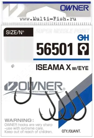 Крючки OWNER 56501 Iseama X w/eye BC №10, 9шт.-0