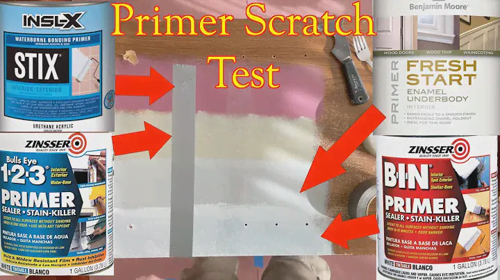 4 Primer Scratch Test- STIX Primer - Zinsser Bulls eye - Ben Moore Enamel Underbody - Zinsser BIN